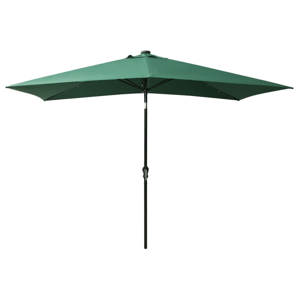 Vidaxl Parasol with LEDs and Steel Pole 2x3 m Green