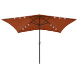 Vidaxl Parasol with LEDs and Steel Pole 2x3 m Terracotta Color