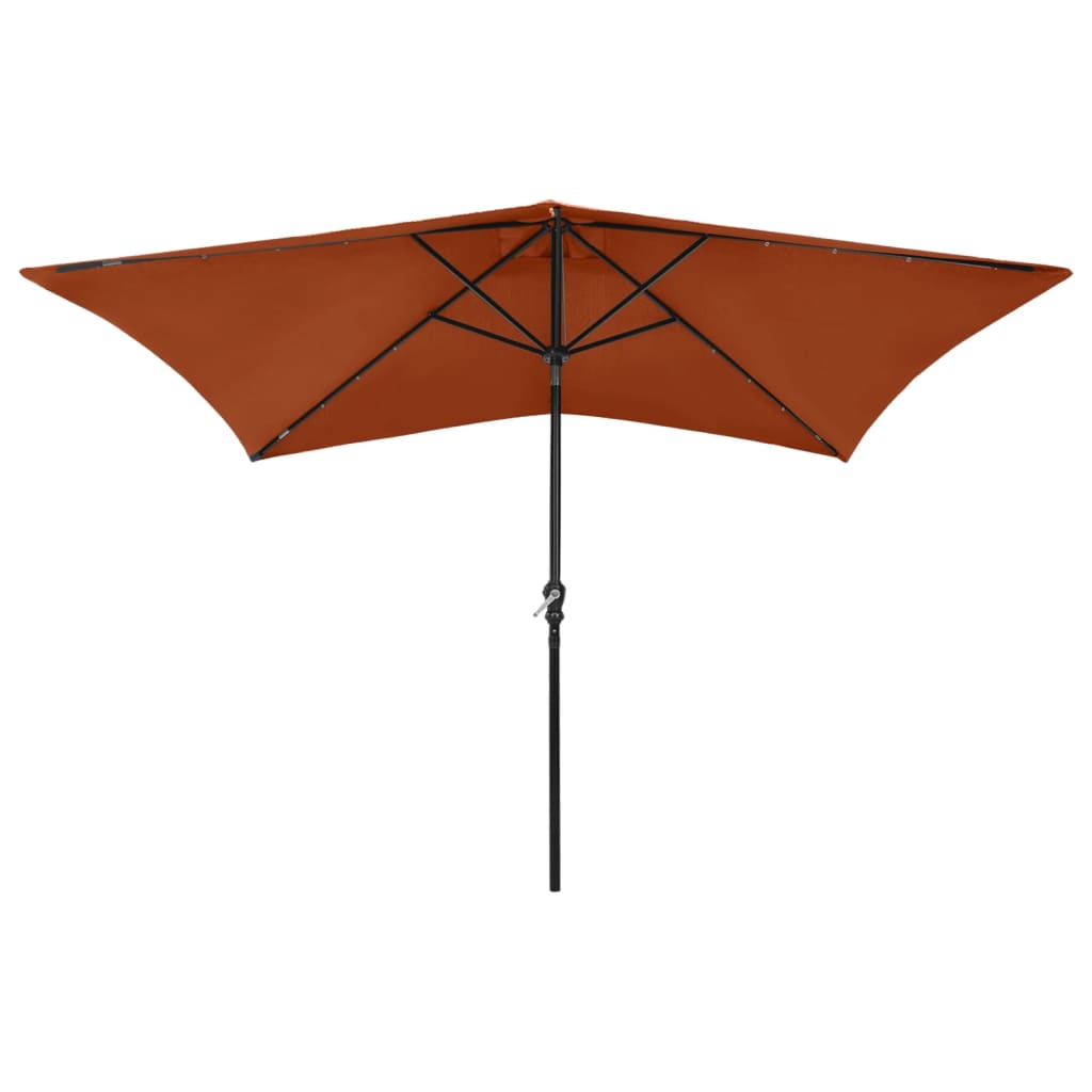 Vidaxl Parasol with LEDs and Steel Pole 2x3 m Terracotta Color