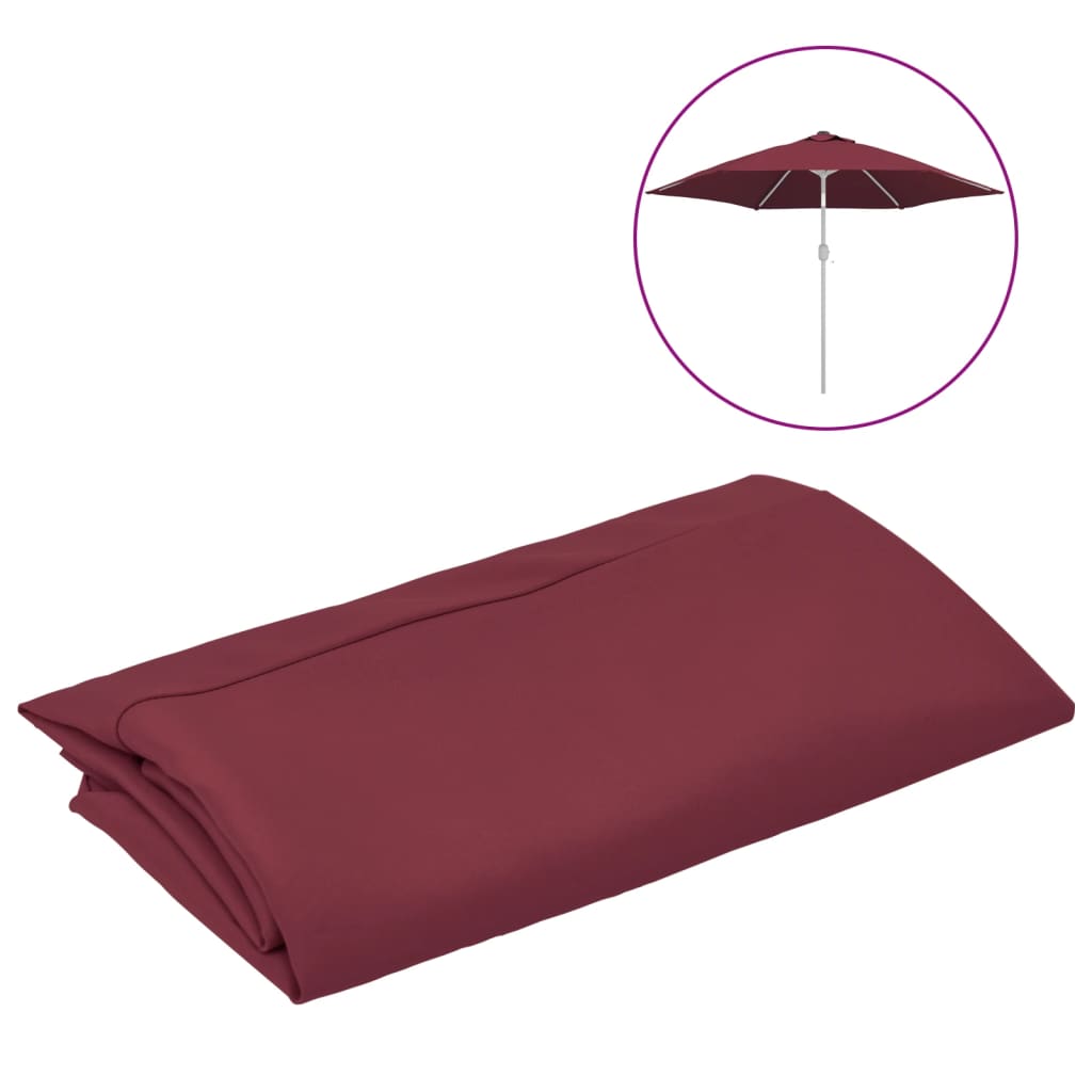 Tissu de remplacement Vidaxl pour parasol 300 cm rouge bordeaux