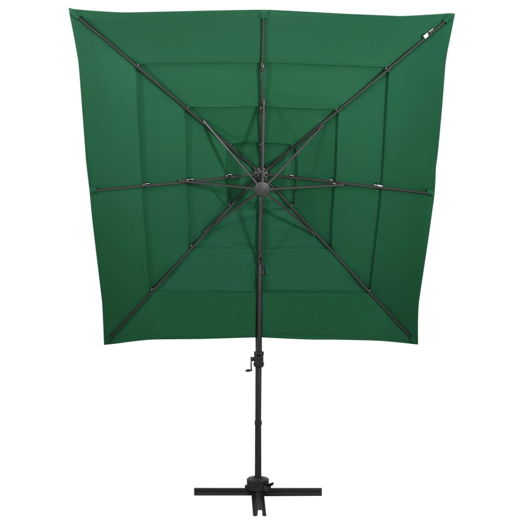 Vidaxl Parasol 4-lags med aluminiumstang 250x250 cm grønn