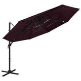 Vidaxl parasol 4 couches avec poteau en aluminium 3x3 m bordeaux rouge