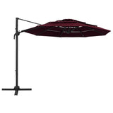 Vidaxl parasol 4 couches avec poteau en aluminium 3x3 m bordeaux rouge