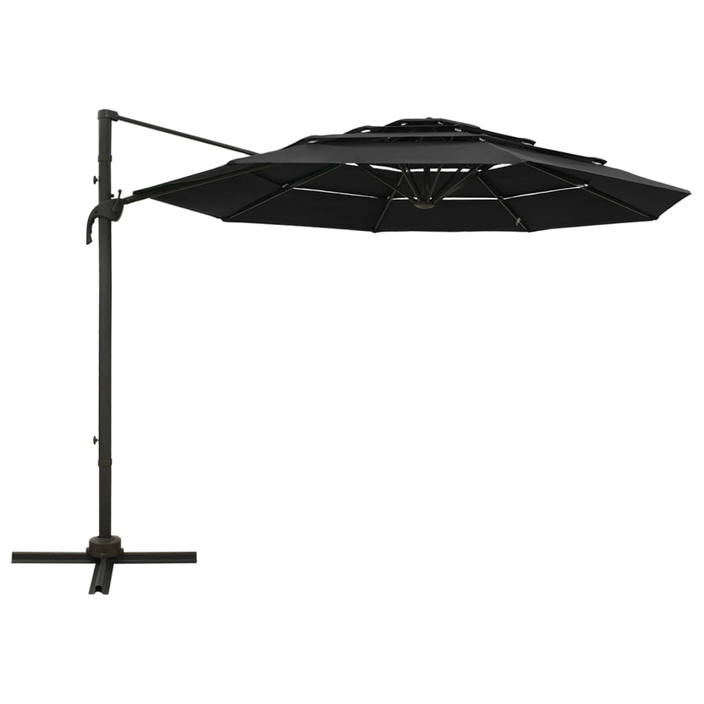 Vidaxl Parasol 4-Schicht mit Aluminiumpol 3x3 m schwarz