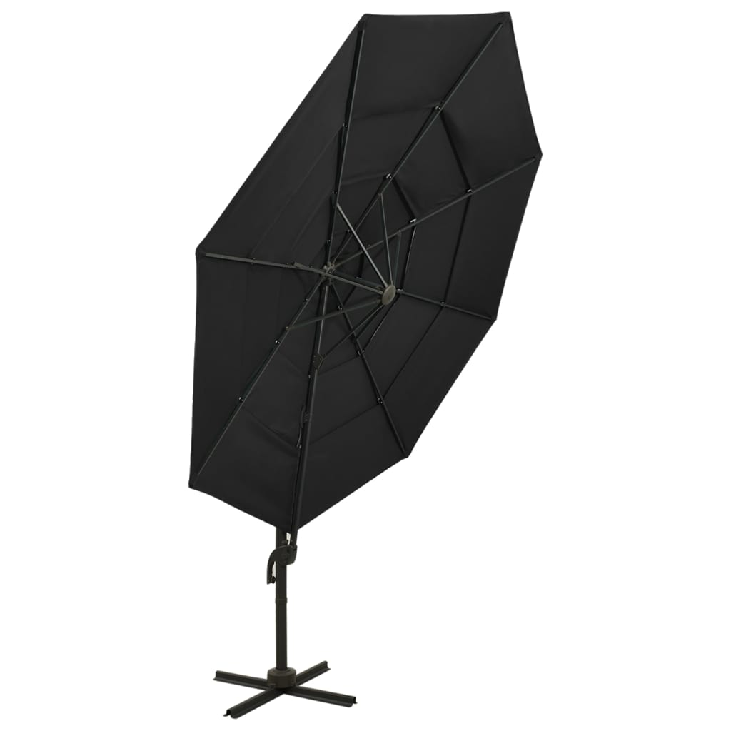 Vidaxl Parasol 4-Schicht mit Aluminiumpol 3x3 m schwarz