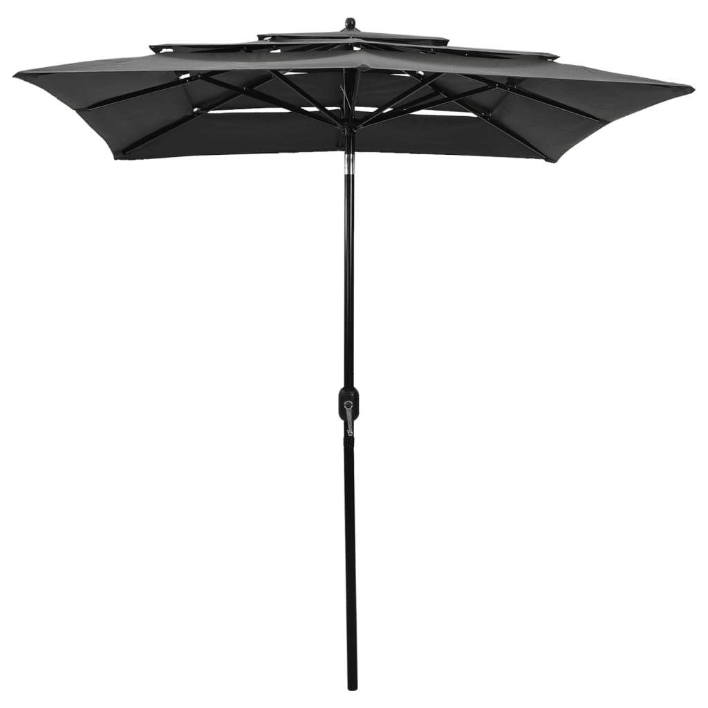 Vidaxl parasol 3-tier with aluminum pole 2x2 m anthracite-colored