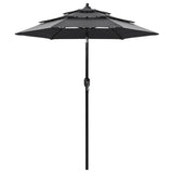 Vidaxl Parasol 3-sloj z aluminijastim polom 2 m antracit obarvano