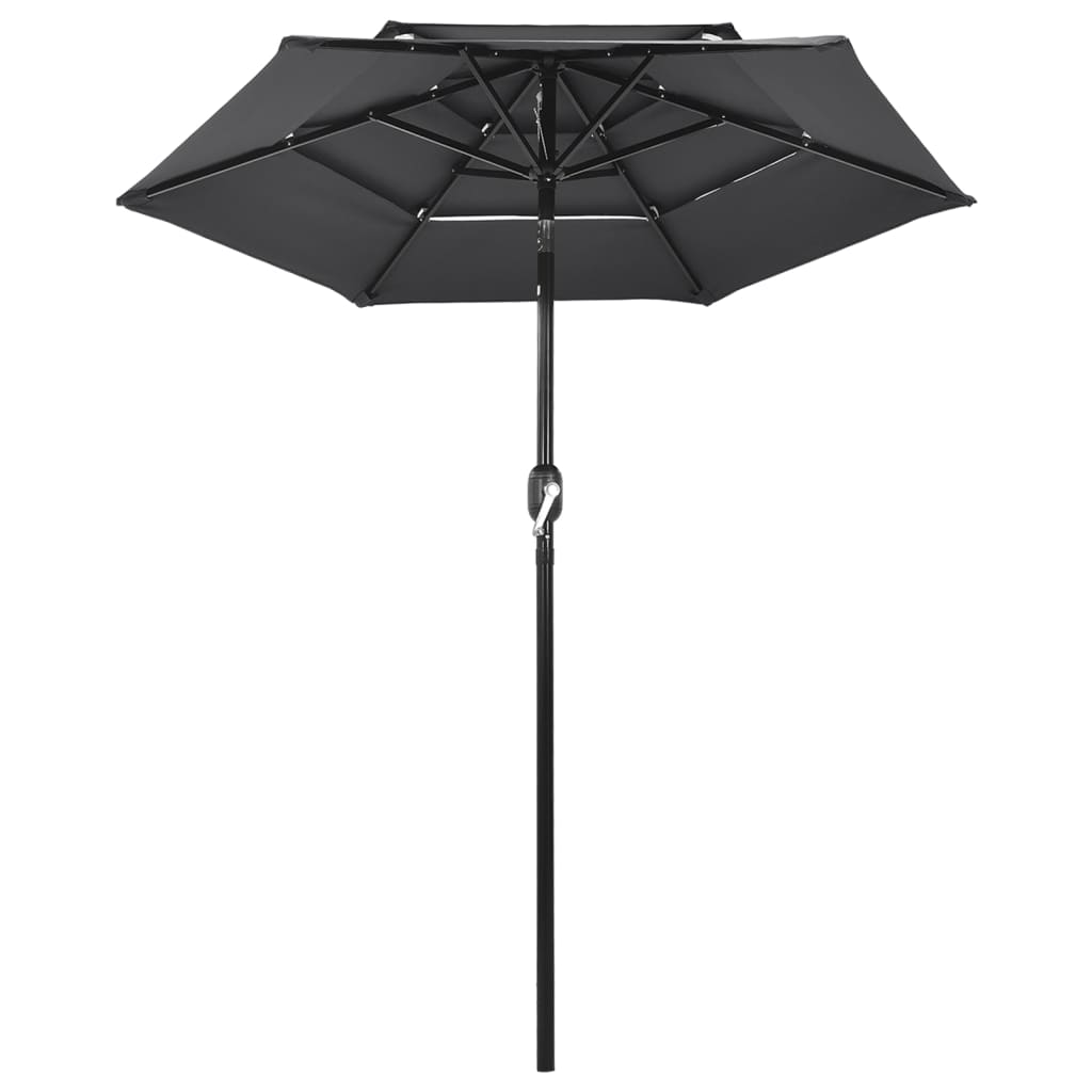 Vidaxl Parasol 3-sloj z aluminijastim polom 2 m antracit obarvano
