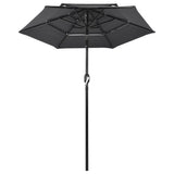 Vidaxl Parasol 3-sloj z aluminijastim polom 2 m antracit obarvano