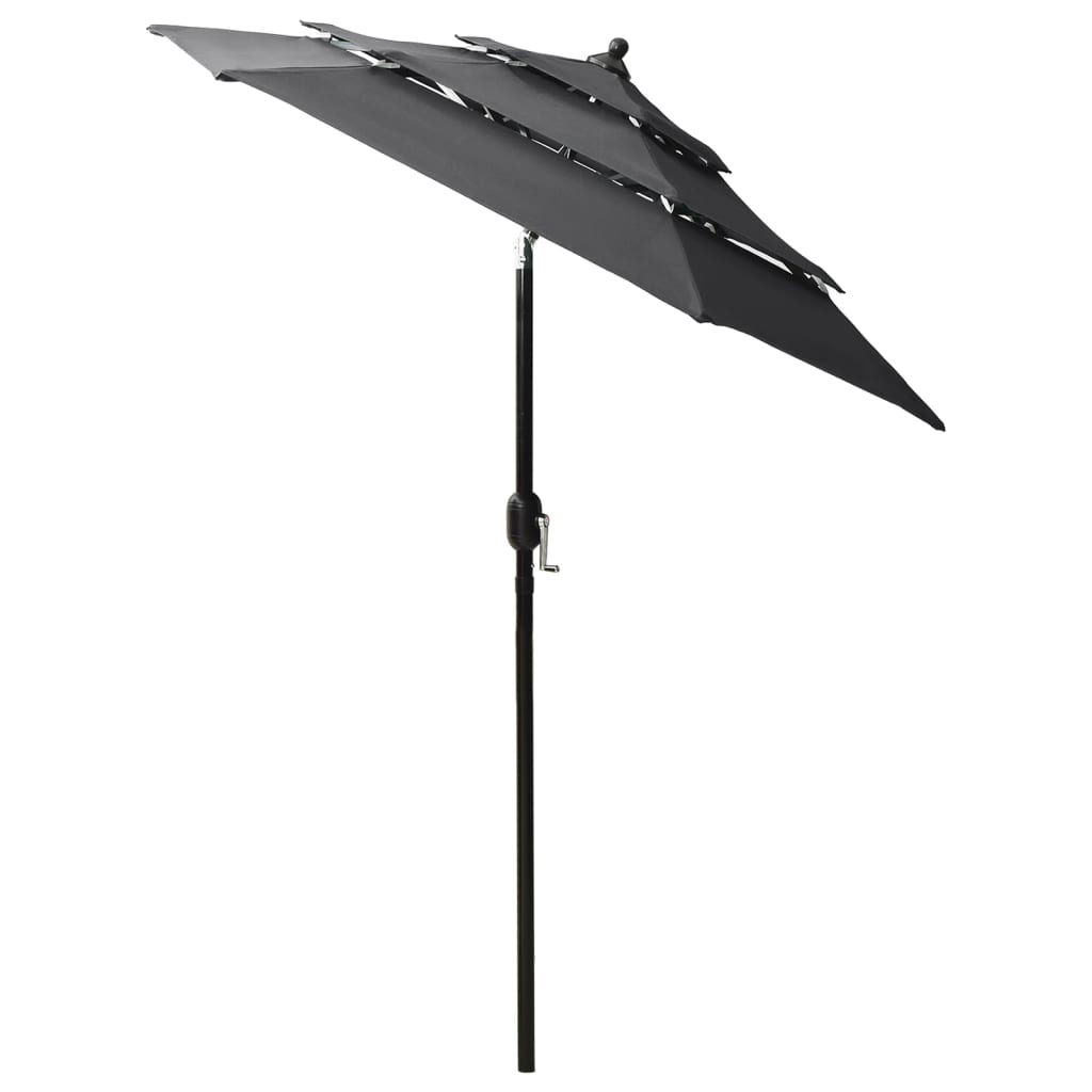 Vidaxl Parasol 3-sloj z aluminijastim polom 2 m antracit obarvano