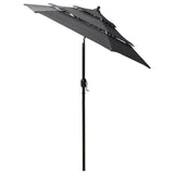 Vidaxl Parasol 3-sloj z aluminijastim polom 2 m antracit obarvano