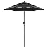 Vidaxl Parasol 3-lags med aluminiumstang 2 m sort