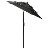 Vidaxl Parasol 3-lags med aluminiumstang 2 m sort
