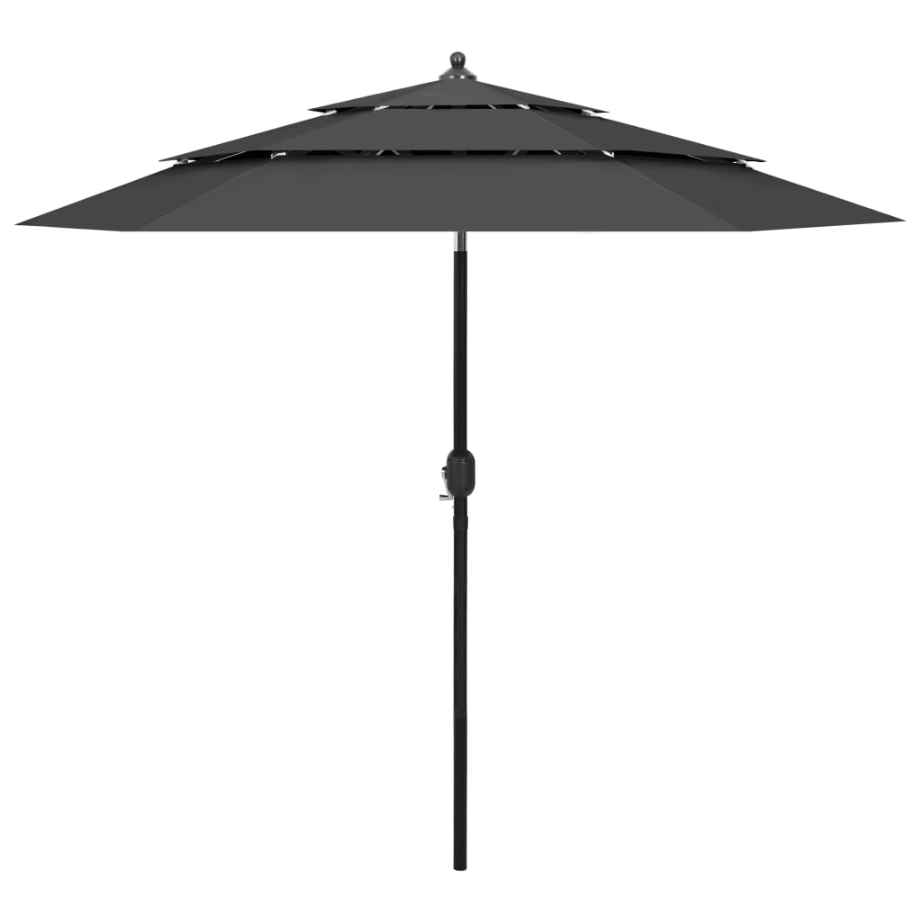Vidaxl Parasol 3-sloj z aluminijastim drogom 2,5 M antracit-obarvan