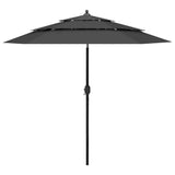 Vidaxl Parasol 3-sloj z aluminijastim drogom 2,5 M antracit-obarvan