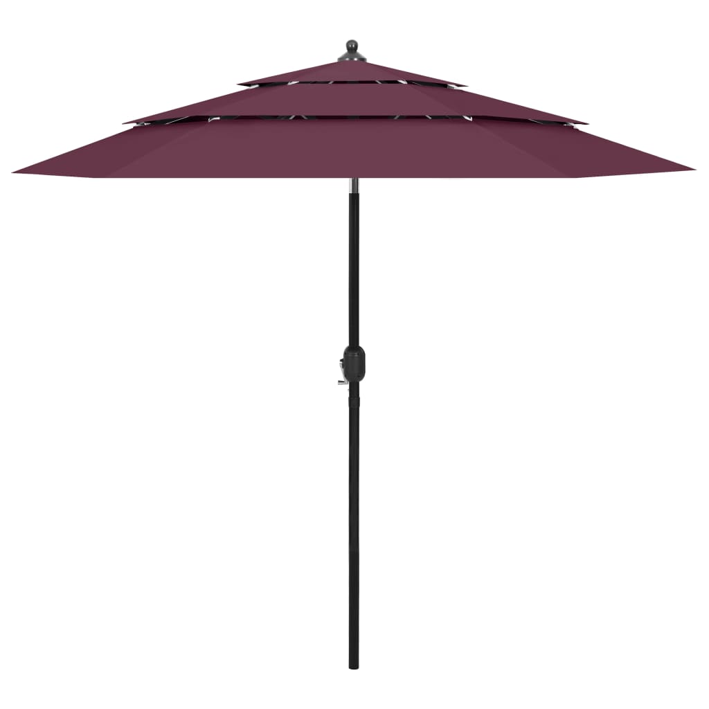 Vidaxl Parasol 3-sloj z aluminijastim drogom 2,5 M Burgund Red