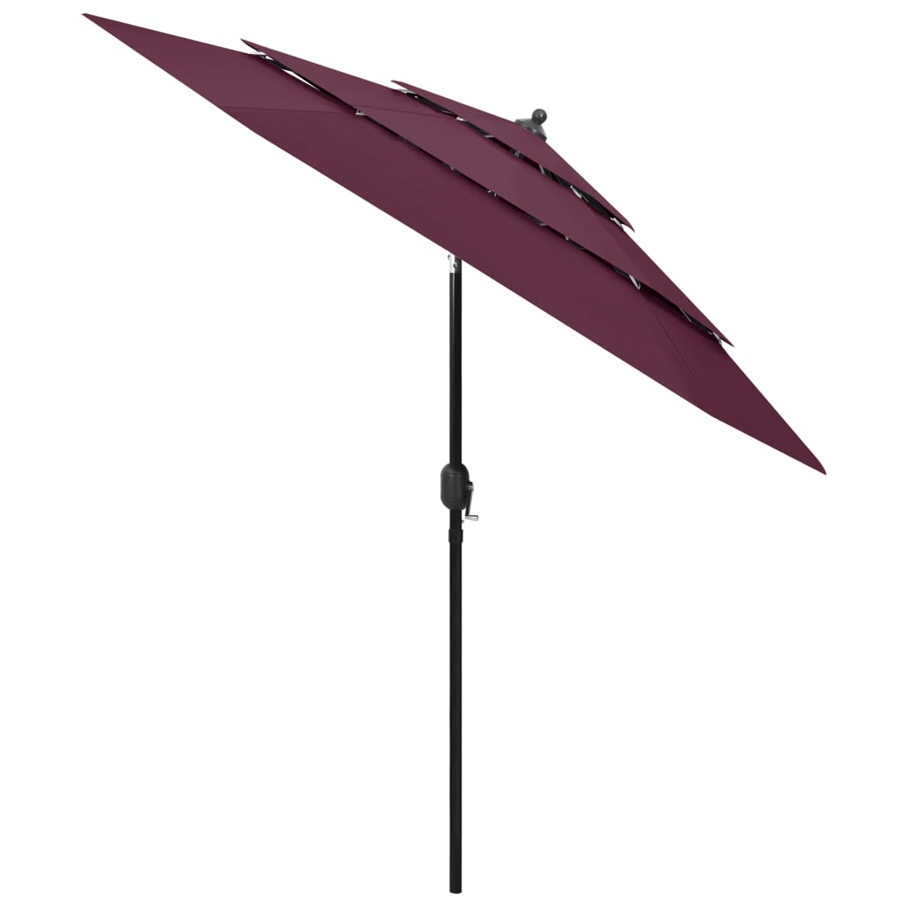 Vidaxl Parasol 3-sloj z aluminijastim drogom 2,5 M Burgund Red