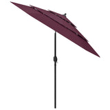 Vidaxl Parasol 3-sloj z aluminijastim drogom 2,5 M Burgund Red