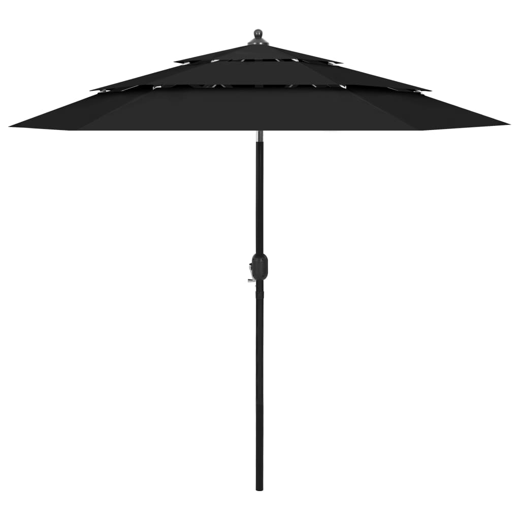 Vidaxl Parasol 3-lags med aluminiumstang 2,5 m sort