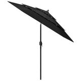 Vidaxl Parasol 3-lags med aluminiumstang 2,5 m sort