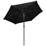 Vidaxl Parasol 3-lags med aluminiumstang 2,5 m sort