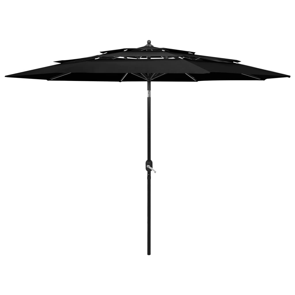 Vidaxl Parasol 3-Layer mit Aluminiumpol 3 m schwarz