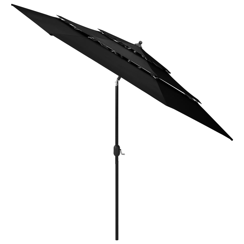 Vidaxl Parasol 3-Layer mit Aluminiumpol 3 m schwarz