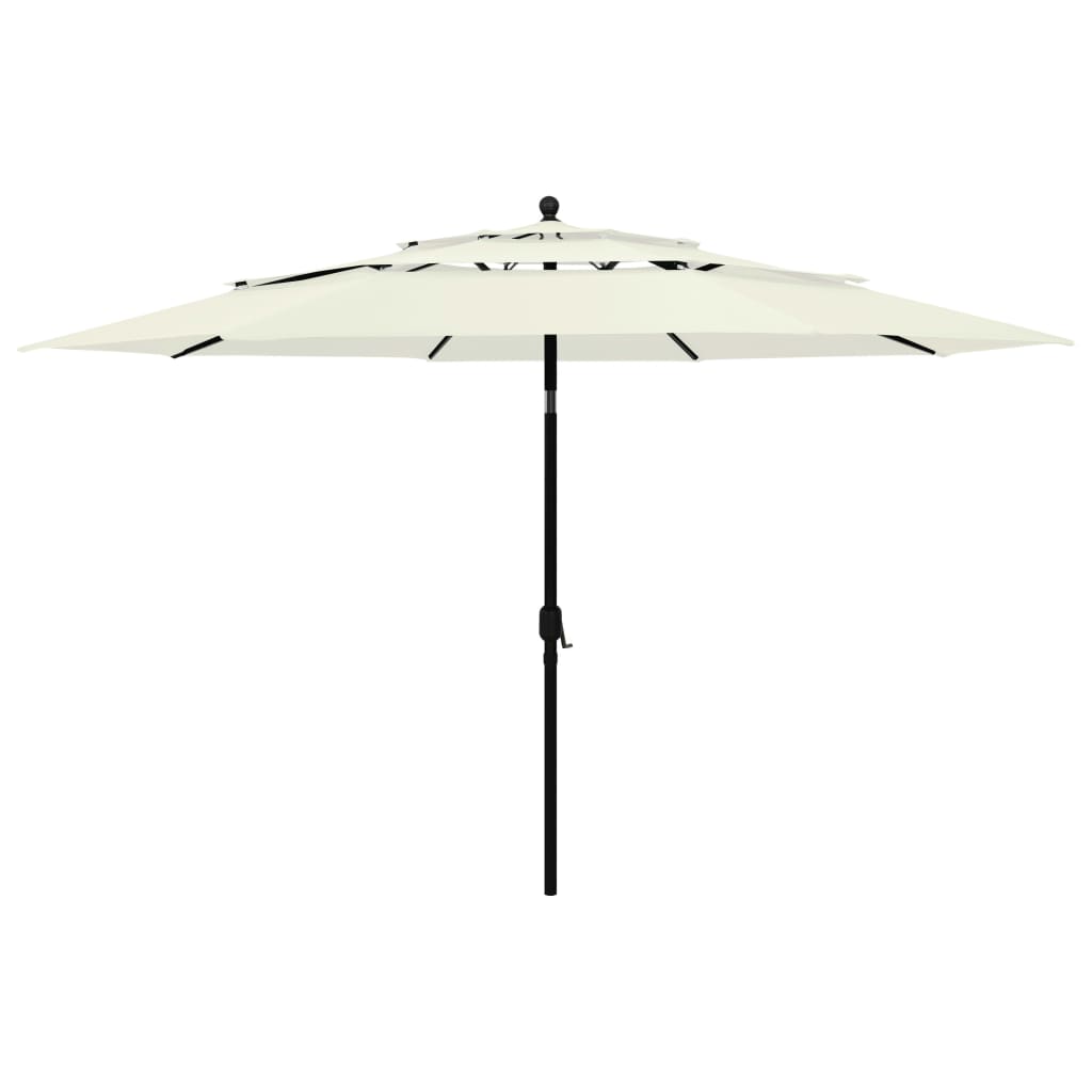 Vidaxl Parasol 3-sloj z aluminijastim drogom 3,5 m peščeno obarvano