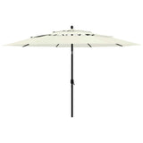 Vidaxl Parasol 3-sloj z aluminijastim drogom 3,5 m peščeno obarvano
