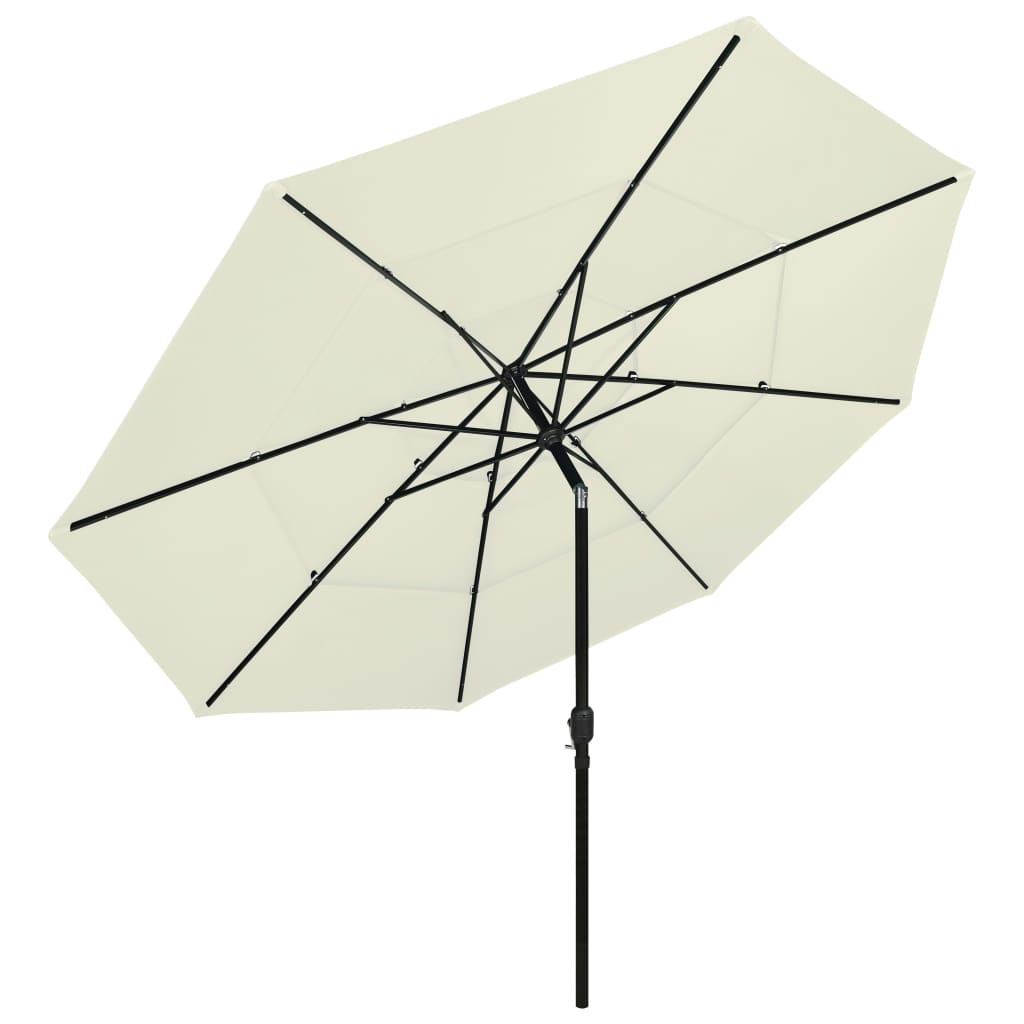 Vidaxl Parasol 3-sloj z aluminijastim drogom 3,5 m peščeno obarvano