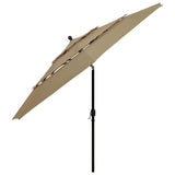 Vidaxl Parasol 3-lags med aluminiumstang 3,5 m taupe