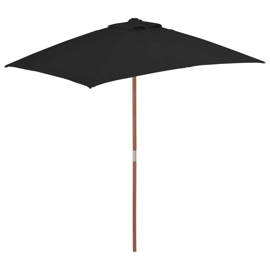 Parasol Vidaxl con poste de madera 150x200 cm negro
