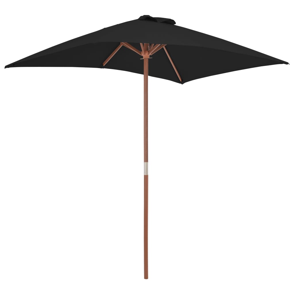 Parasol Vidaxl con poste de madera 150x200 cm negro