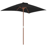 Parasol Vidaxl con poste de madera 150x200 cm negro