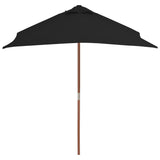 Parasol Vidaxl con poste de madera 150x200 cm negro