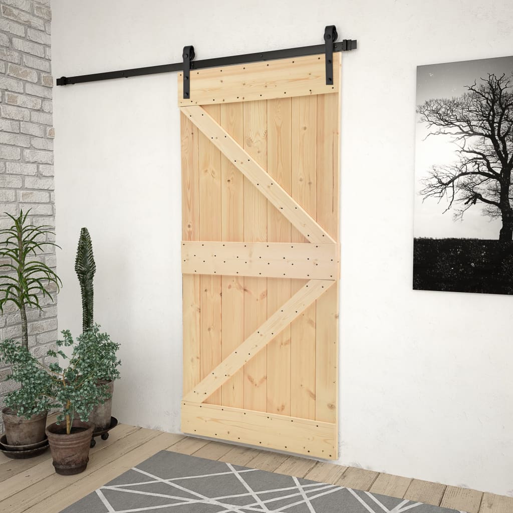 VidaXL Sliding Door with Fittings 80x210 cm Solid Pinewood