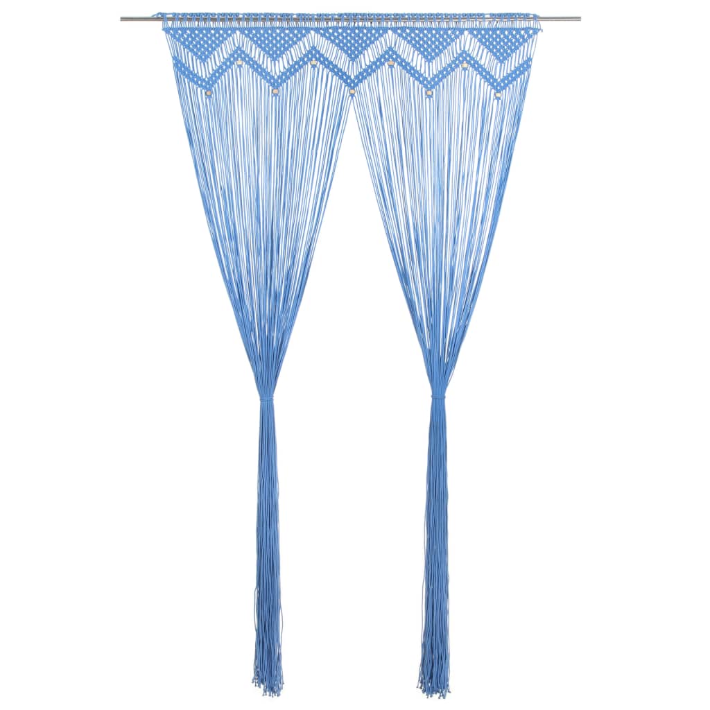 Vidaxl Curtain Macramé 140x240 cm blu cotone