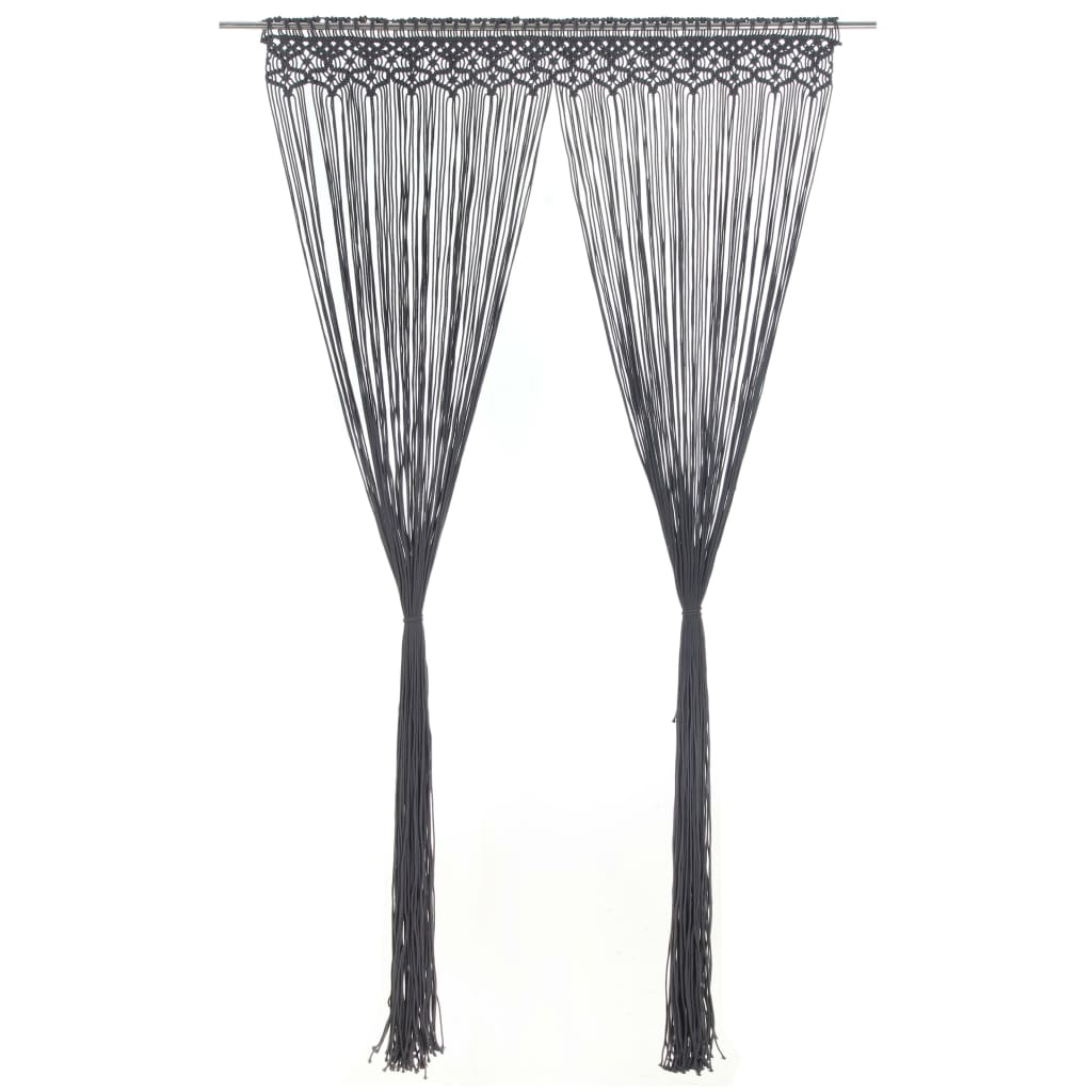 BIDAXL -gardin Macramé 140x240 cm bomullsantracit