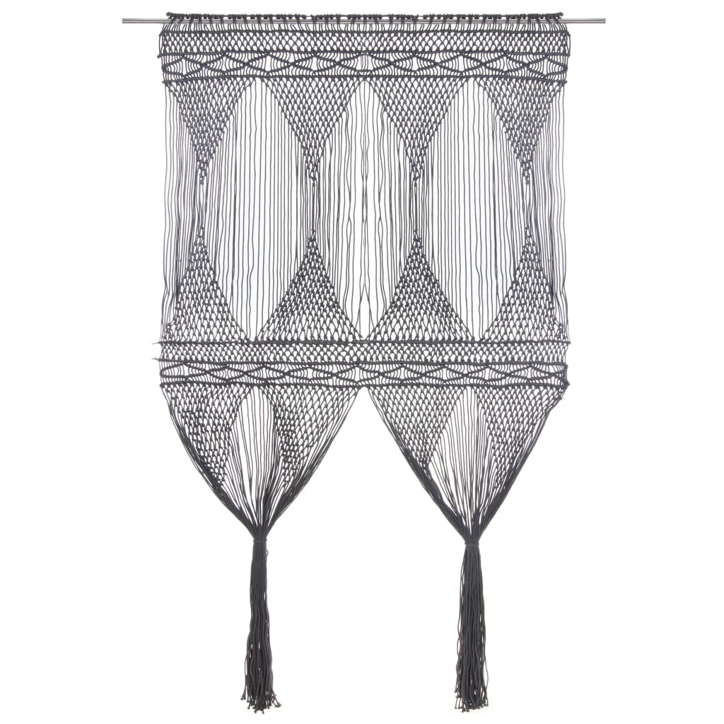 Vidaxl Curtain Macramé 140x240 cm Cotton Anthracite