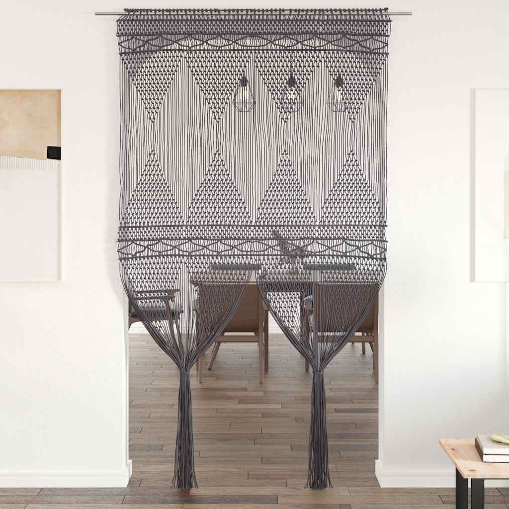 Vidaxl Curtain Macramé 140x240 cm Cotton Anthracite