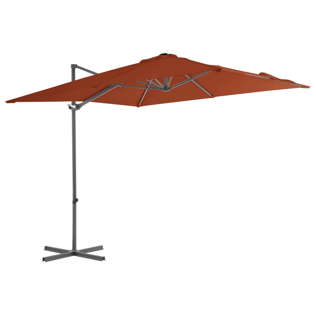 Vidaxl Plavajoči parazol z jeklenim drogom 250x250 cm terakota -obarvana