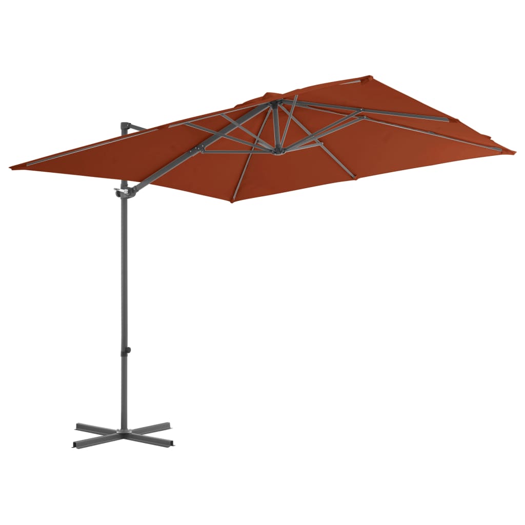 Vidaxl Plavajoči parazol z jeklenim drogom 250x250 cm terakota -obarvana