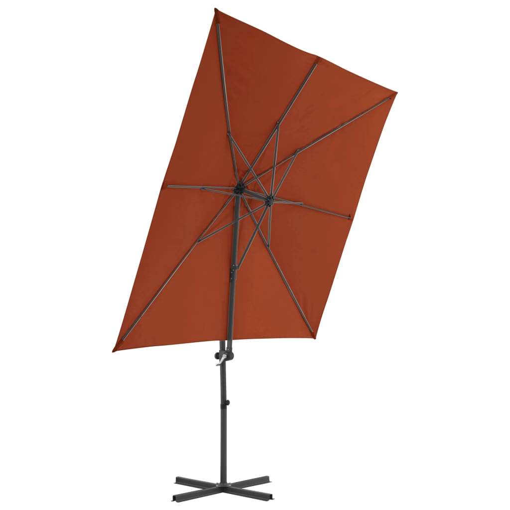 Vidaxl Plavajoči parazol z jeklenim drogom 250x250 cm terakota -obarvana
