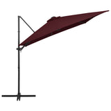 Vidaxl plavajoči parazol z LED osvetlitvijo 250x250 cm Bordeaux rdeča