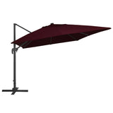 Vidaxl plavajoči parazol z LED osvetlitvijo 400x300 cm Bordeaux rdeča