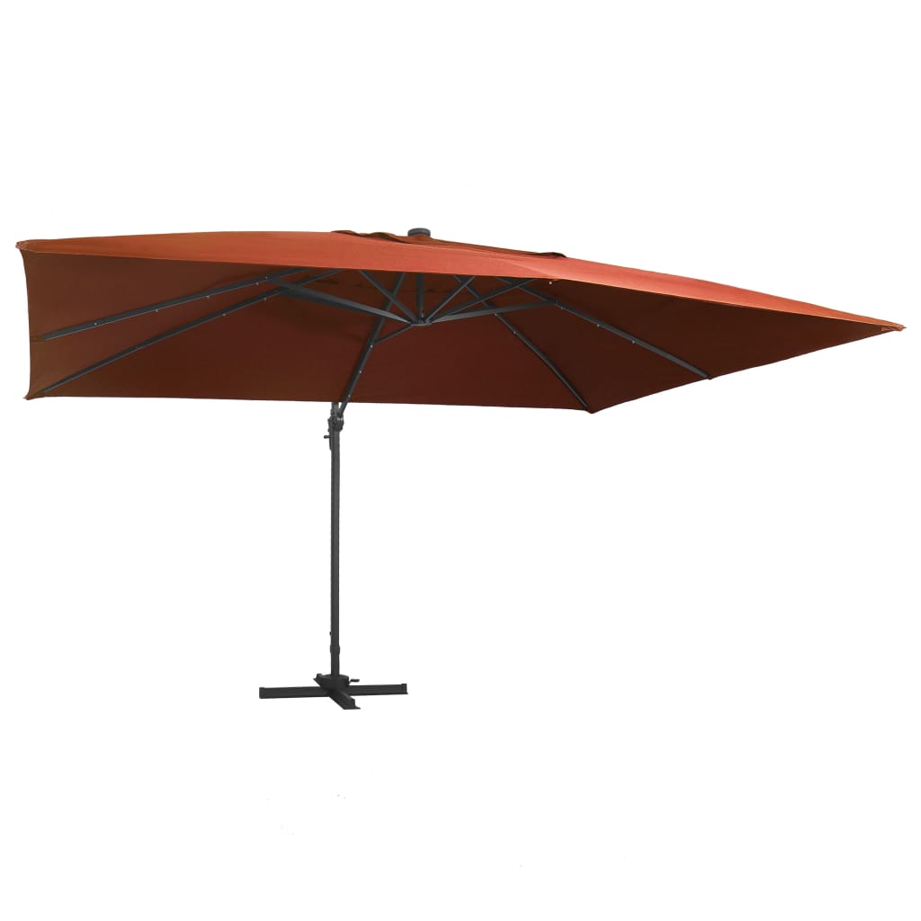 Vidaxl Floating parasol with LED lighting 400x300 cm terracotta-colored