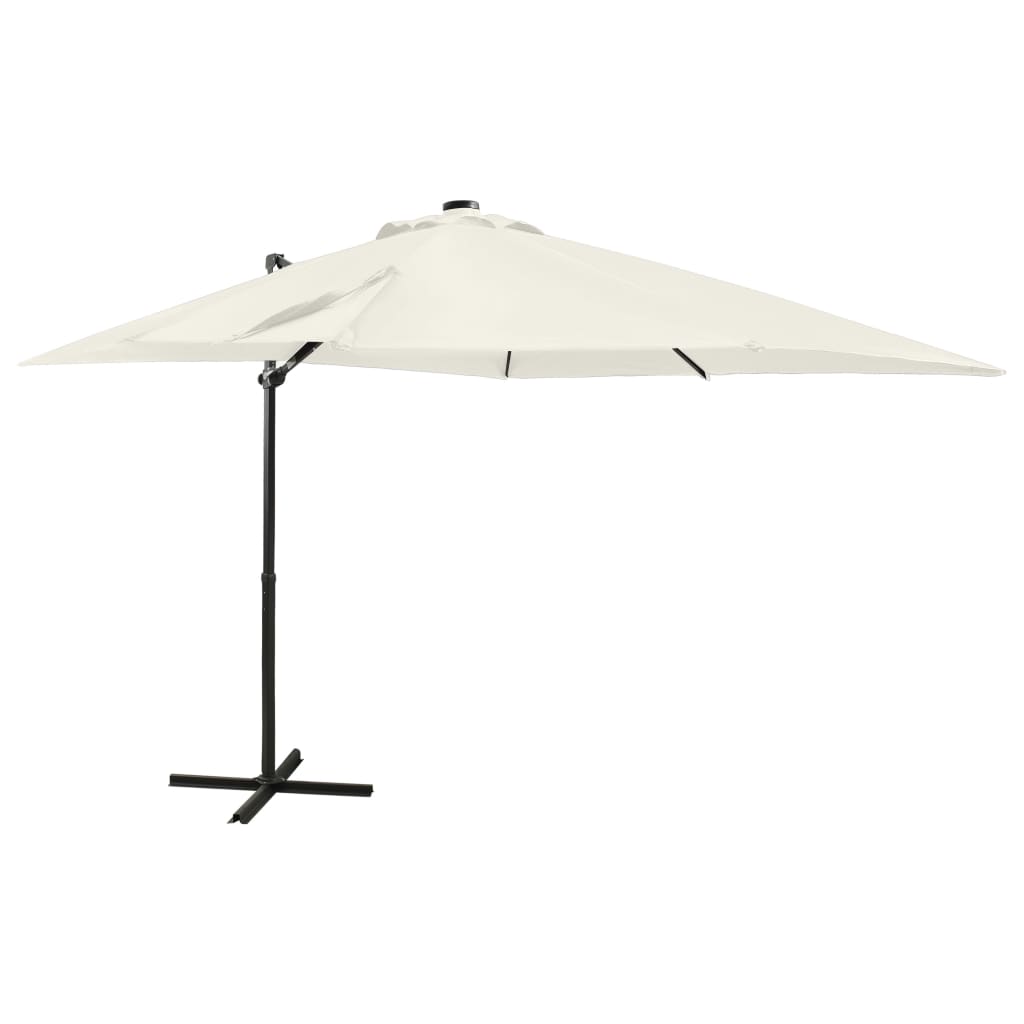 Vidaxl schwëmmt Paragolsol mat Pole a LED LED LEDGE 250 CM SICK-faarweg