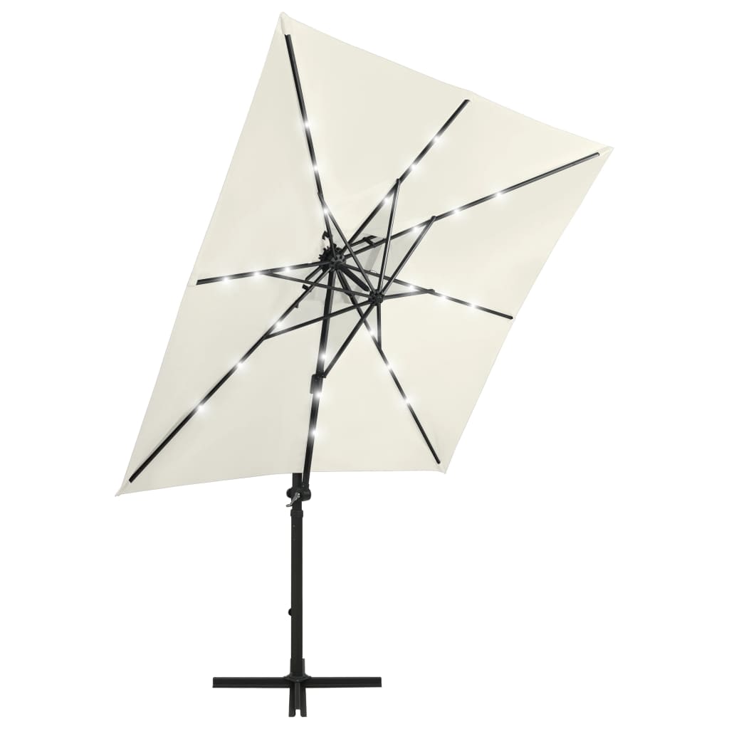 Vidaxl schwëmmt Paragolsol mat Pole a LED LED LEDGE 250 CM SICK-faarweg