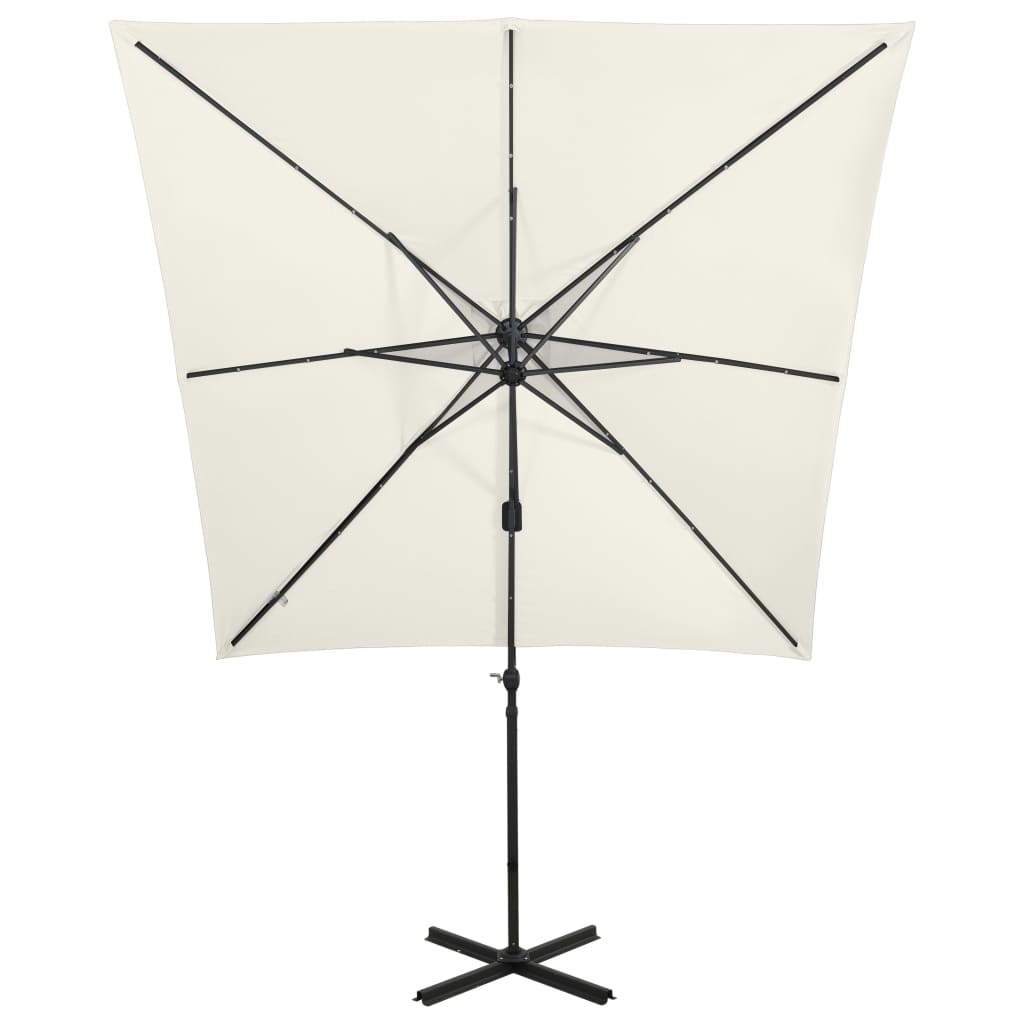 Vidaxl schwëmmt Paragolsol mat Pole a LED LED LEDGE 250 CM SICK-faarweg