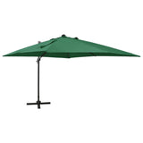 Vidaxl Parasol flottant avec poteau et éclairage LED 300 cm vert